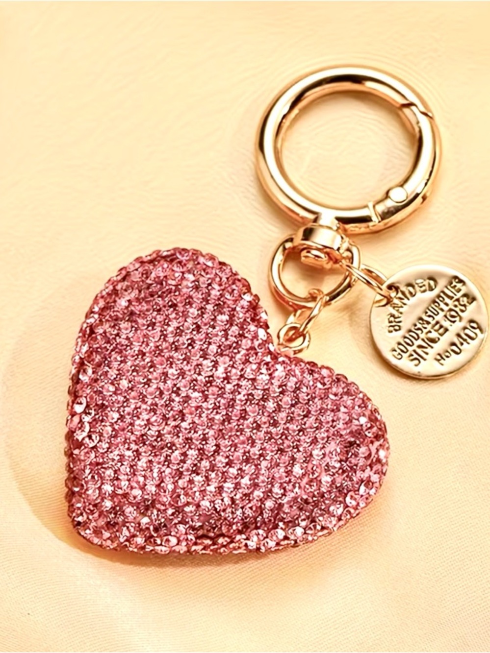 Pink heart Rhinestone Keychain/purse charm.